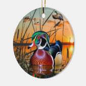Houteend Ornament, Vliegende Mallard Keramisch Ornament (Links)