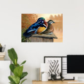 Houteenden op nestkastje schilderen 2 - poster (Thuiskantoor)