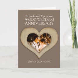 Houten 5e huwelijksverjaardag vrouw foto kaart