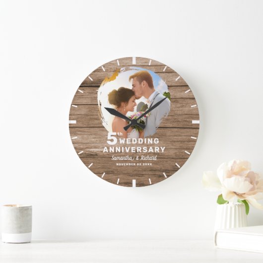 Houten 5e trouwdag koppel foto   grote klok (Huis)