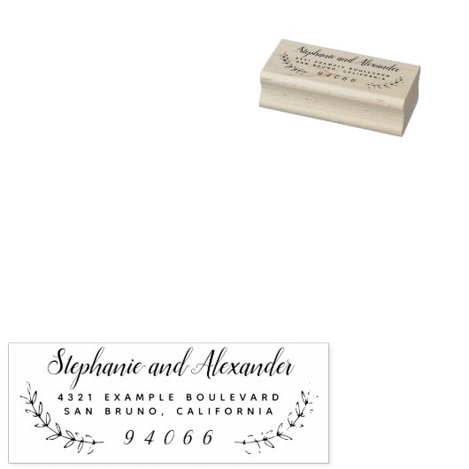 Houten Aangepaste Huwelijkskrans Genoemd Retouradr Rubberstempel (Gestempeld)