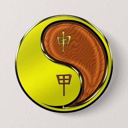 Houten Aap Ronde Button 7,6 Cm (Voorkant)