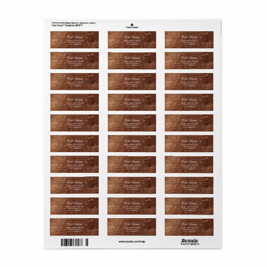 houten achtergrond, bijtende Return Address Labels (Full Sheet)