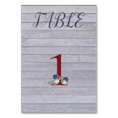 Houten Achtergrond met Blauwe en Witte Bloemen Kaart (Achterkant)