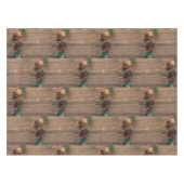 houten achtergrond met dennenappels tafelkleed (Voorkant (Horizontaal))