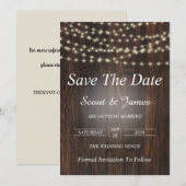 Houten Achtergrond met Elegante Lichten Save The Date (Voorkant / Achterkant)