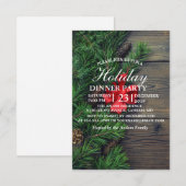 houten achtergrond met kerstuitnodiging RSVP kaartje (Voorkant / Achterkant)