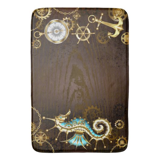 Houten achtergrond met mechanisch zeepaard badmat (Voorkant Verticaal)