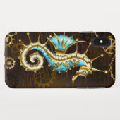 Houten achtergrond met mechanisch zeepaard Case-Mate iPhone case (Achterkant (horizontaal))