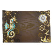 Houten achtergrond met mechanisch zeepaard kussensloop (Achterkant-Rechts)