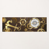 Houten achtergrond met mechanisch zeepaard yogamat (Achterkant (horizontaal))