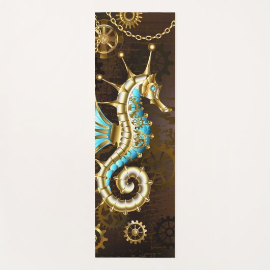 Houten achtergrond met mechanisch zeepaard yogamat (Voorkant)