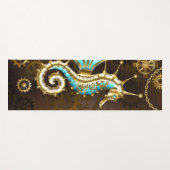 Houten achtergrond met mechanisch zeepaard yogamat (Voorkant (horizontaal))