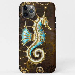 Houten achtergrond met mechanisch zeepaardje Case-Mate iPhone case