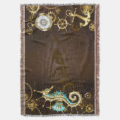 Houten achtergrond met mechanisch zeepaardje deken (Voorkant Verticaal)