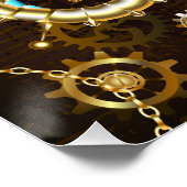 Houten achtergrond met mechanisch zeepaardje perfect poster (Hoek)