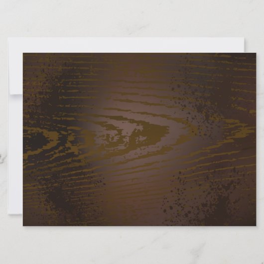 Houten achtergrond met mechanisch zeepaardje save the date (Achterkant)