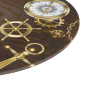 Houten achtergrond met mechanisch zeepaardje snijplank (Hoek)