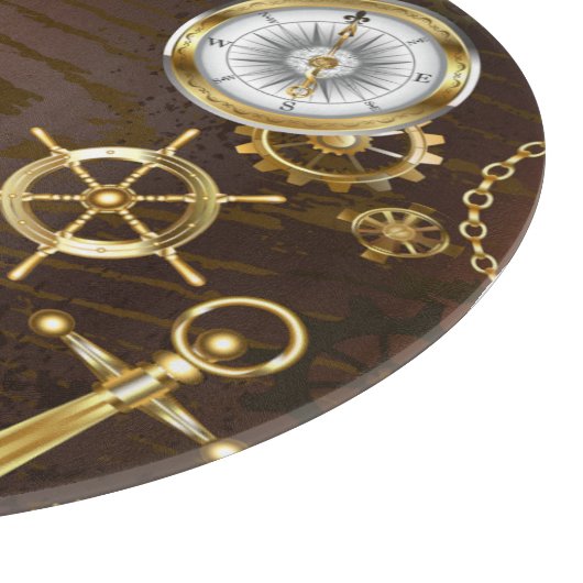 Houten achtergrond met mechanisch zeepaardje snijplank (Hoek)