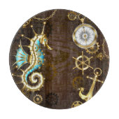 Houten achtergrond met mechanisch zeepaardje snijplank (Voorkant)