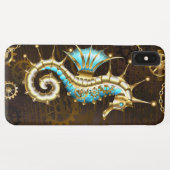 Houten achtergrond met mechanische zeepaard Case-Mate iPhone case (Achterkant (horizontaal))