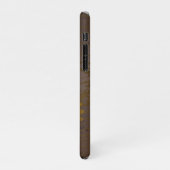 Houten achtergrond met mechanische zeepaard iPhone hoesje (Linkerkant)