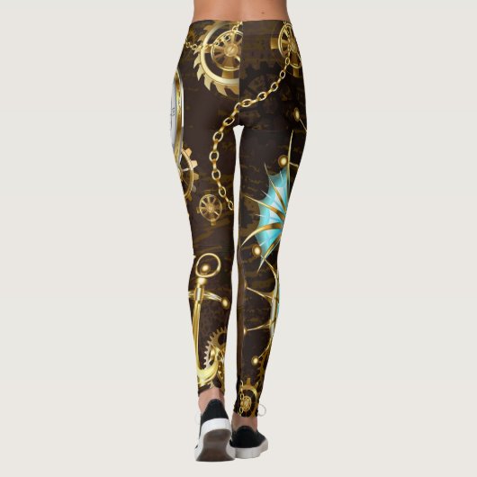 Houten achtergrond met mechanische zeepaard leggings (Achterkant)