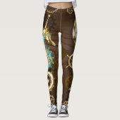 Houten achtergrond met mechanische zeepaard leggings (Voorkant)