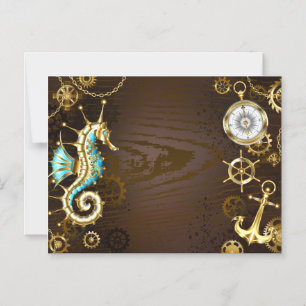 Houten Achtergrond met Mechanische Zeepaard Magnetische Uitnodiging