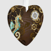 Houten Achtergrond met Mechanische Zeepaard Ornament (voorkant)