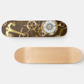 Houten Achtergrond met Mechanische Zeepaard Persoonlijk Skateboard (Horizontaal)