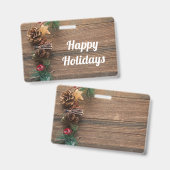 houten achtergrond met pijnbomen badge (Voor- en achterkant)