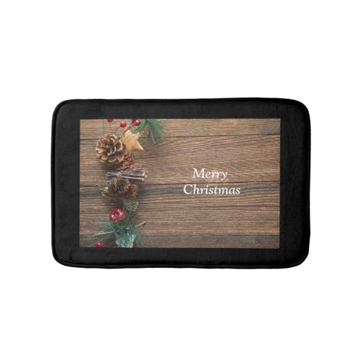 houten achtergrond met pijnbomen badmat (Voorkant)