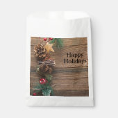 houten achtergrond met pijnbomen bedankzakje (Voorkant)