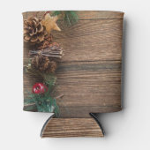 houten achtergrond met pijnbomen blikjeskoeler (Voorkant)