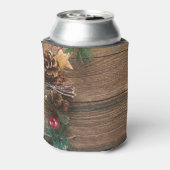 houten achtergrond met pijnbomen blikjeskoeler (Blikje Achterkant)