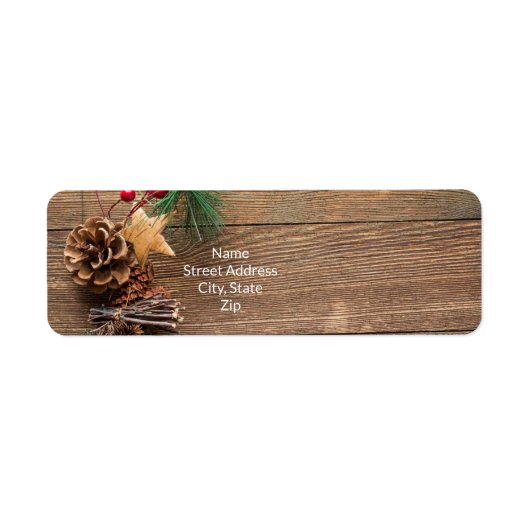 houten achtergrond met pijnbomen etiket (Voorkant)
