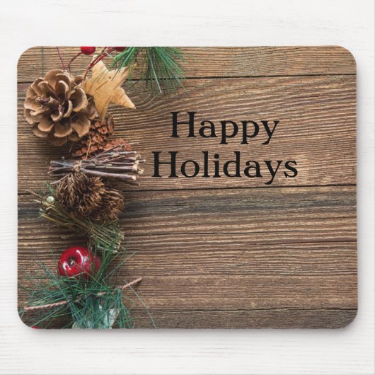 houten achtergrond met pijnbomen muismat (Voorkant)