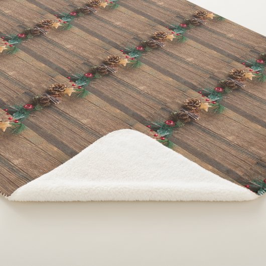 houten achtergrond met pijnbomen sherpa deken (3/4)