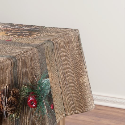 houten achtergrond met pijnbomen tafelkleed (Voorbeeld)