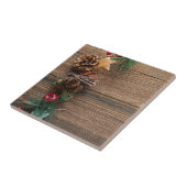 houten achtergrond met pijnbomen tegeltje (Zijkant)