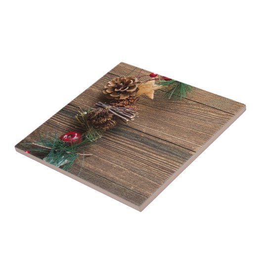 houten achtergrond met pijnbomen tegeltje (Zijkant)