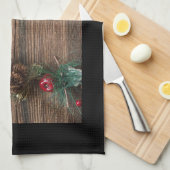 houten achtergrond met pijnbomen theedoek (Quarter Fold)