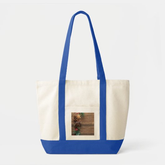 houten achtergrond met pijnbomen tote bag (Voorkant)