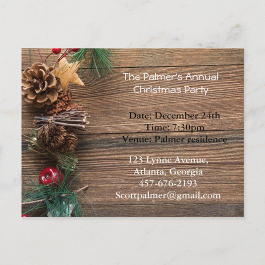 houten achtergrond met pijnbomen uitnodiging briefkaart (Voorkant)