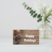 houten achtergrond met pijnbomen visitekaartje (Staand voorkant)