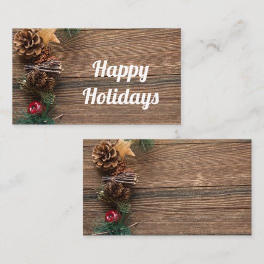 houten achtergrond met pijnbomen visitekaartje (Voorkant / Achterkant)