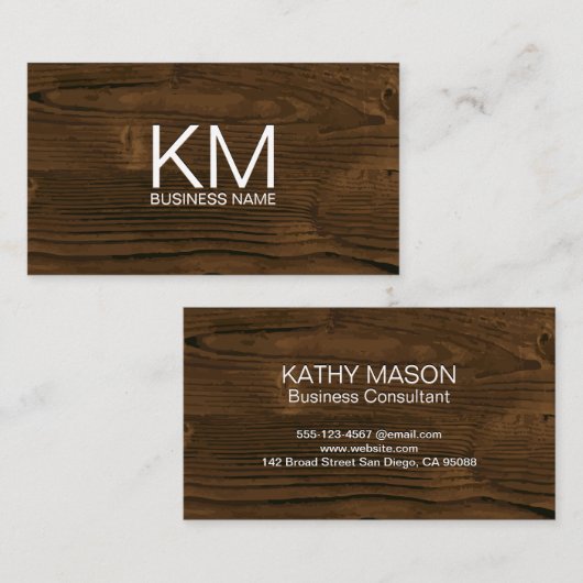 Houten achtergrond | Monogram Visitekaartje (Voorkant / Achterkant)