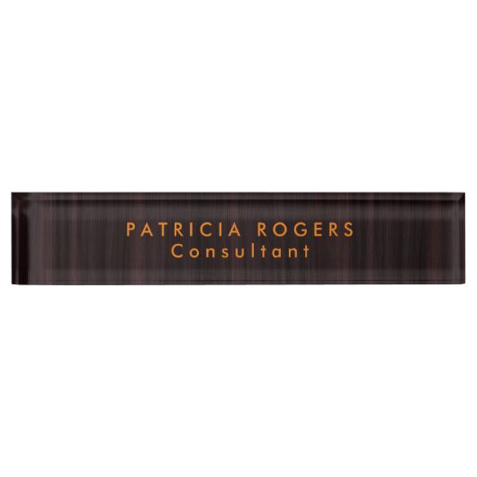 Houten Achtergrond Sinaasappel Bruin Professioneel Naambordje (Voorkant)