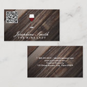 Houten achtergrond | Wijn | QR-code Visitekaartje (Voorkant / Achterkant)